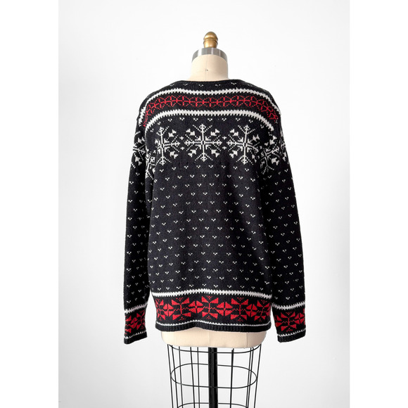 J.Jill Holiday Christmas Reindeer Snowflake Zip Knit Winter Cardigan Fair Isle - Picture 3 of 7
